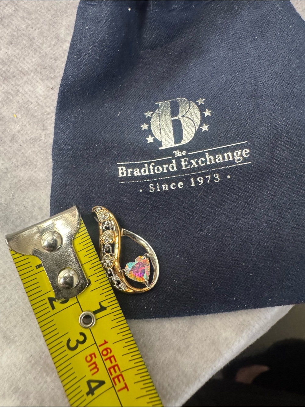 The Bradford Exchange Silver-Tone Heart Pendant with Iridescent Crystal‎ - Picture 2 of 2